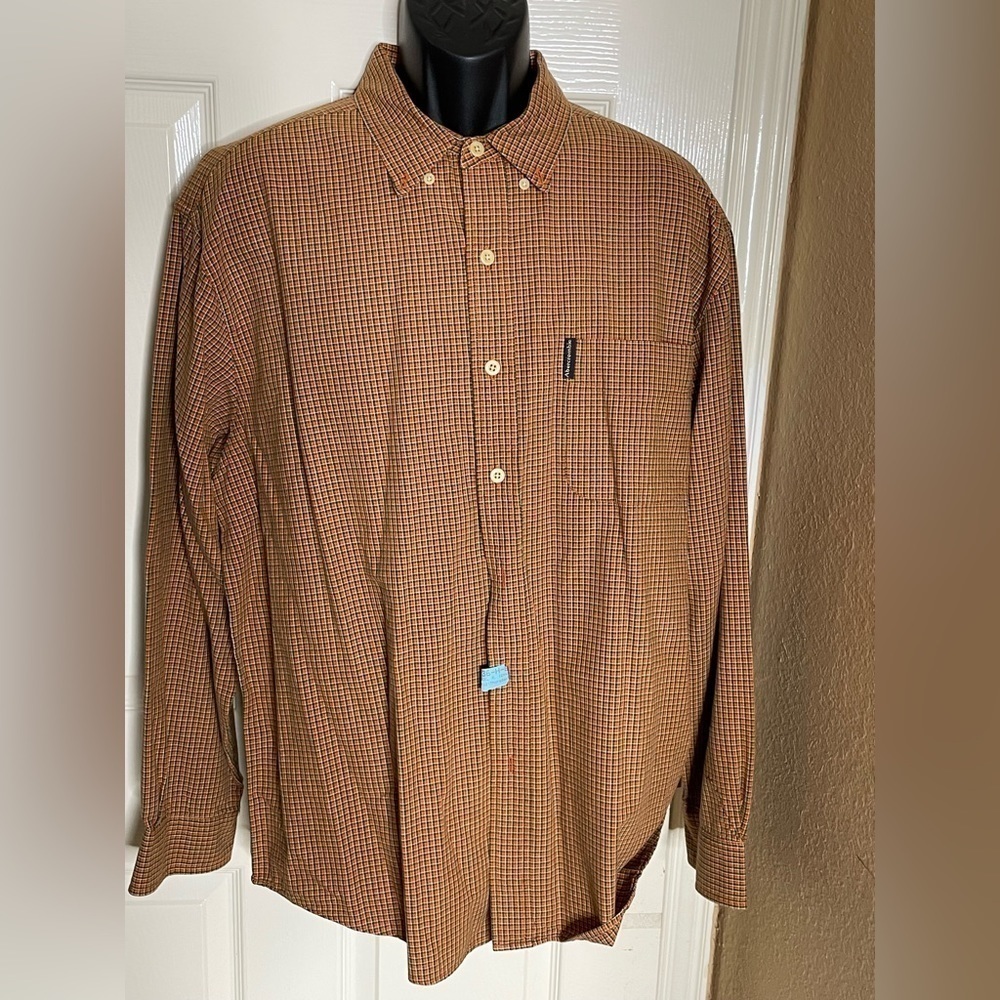 Vintage Abercrombie &Fitch Orange Check L shirt - Picture 1 of 9